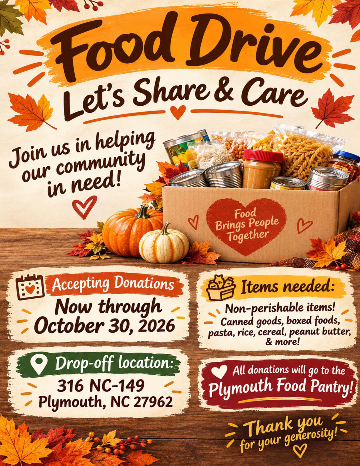 Food Drive- Let's share and care